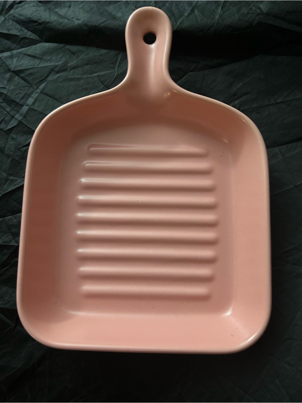 Pink Ceramic Grill Pan Tray with Handle